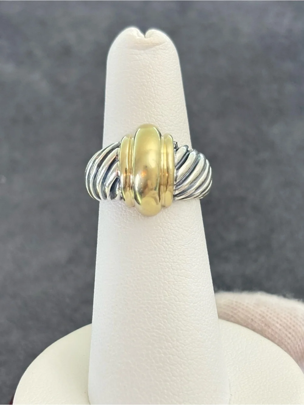 David Yurman 925 & 14k Gold Classic Cable Dome Ring 5.5